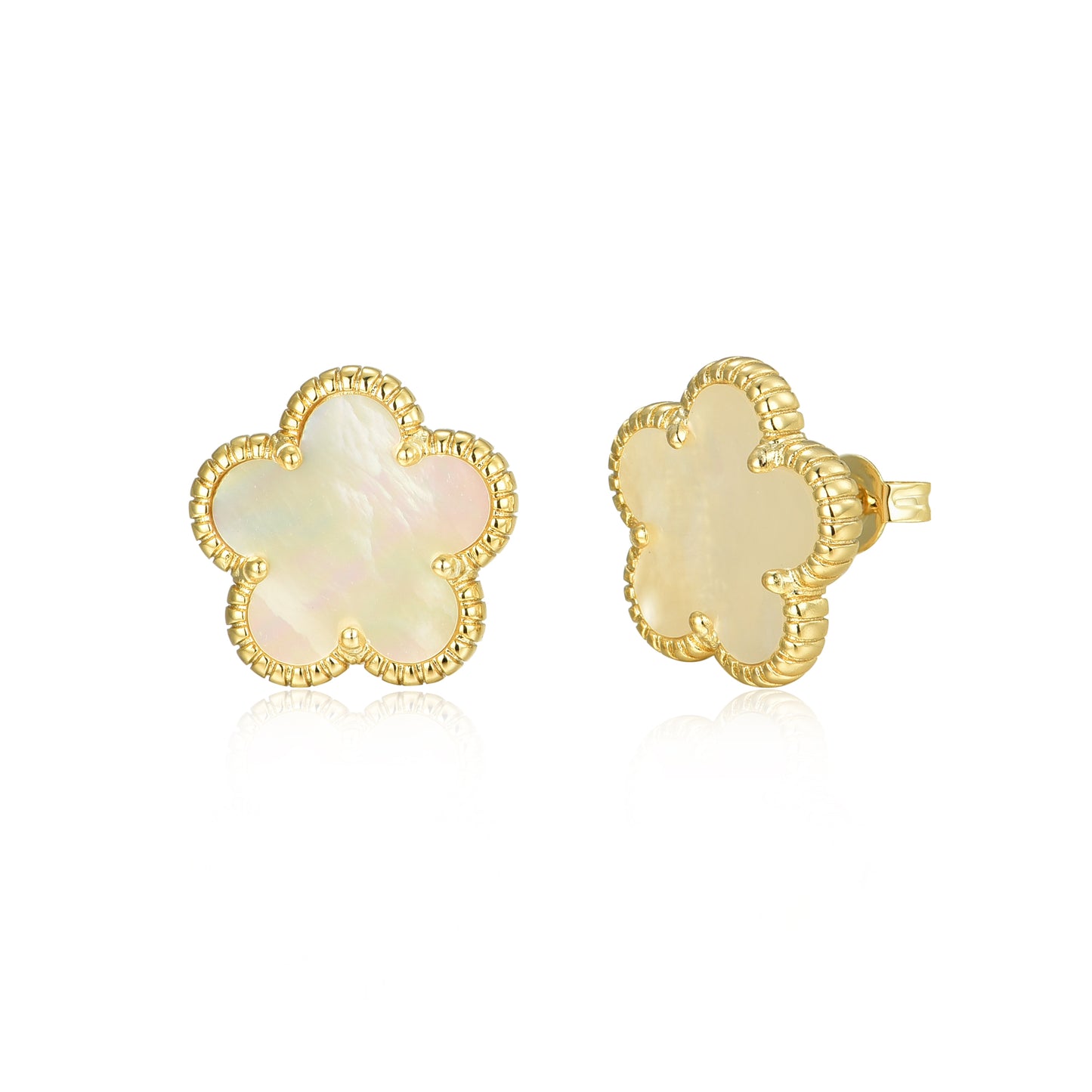 Gold Plated Surgical Steel Flower 5 Petal Stud Earrings