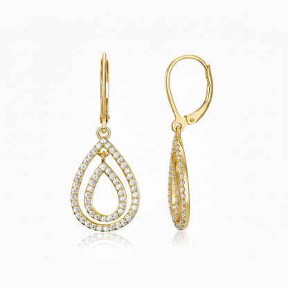 Surgical Steel CZ Double Oval Leverback Earrings