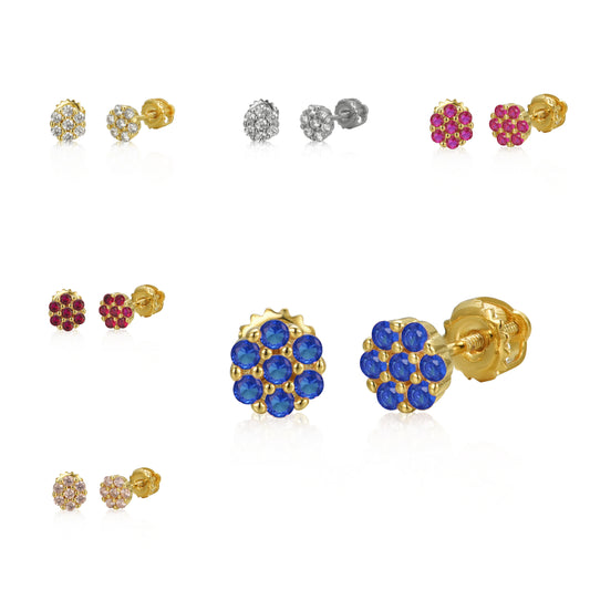 Surgical Steel Small CZ 7 Stone Stud Earrings