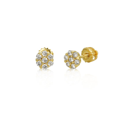 Surgical Steel Small CZ 7 Stone Stud Earrings