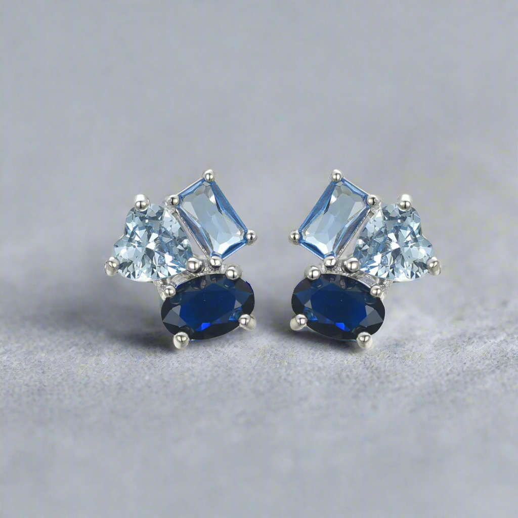 Surgical Steel Three Stone Stud Earring