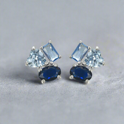 Surgical Steel Three Stone Stud Earring