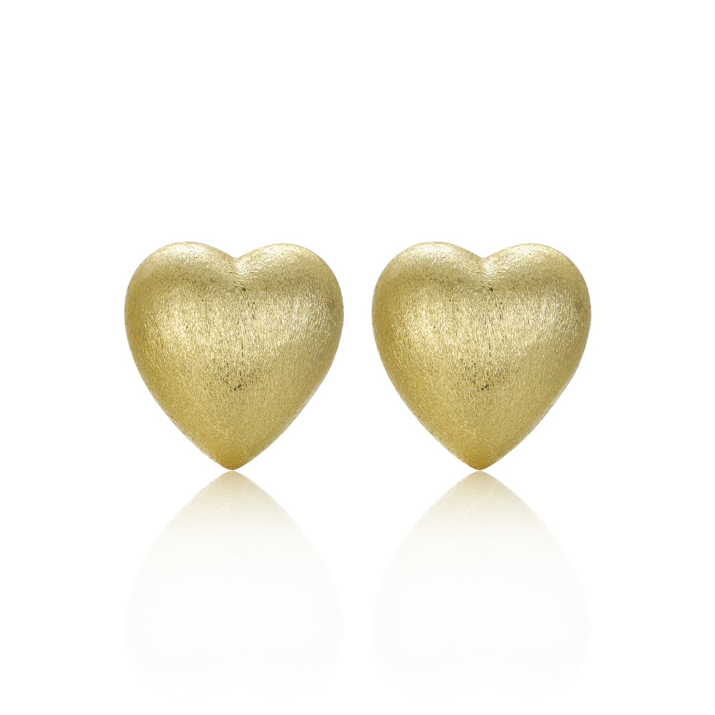 Gold Plated Surgical Steel Puffy Heart Stud Earrings