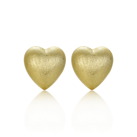 Gold Plated Surgical Steel Puffy Heart Stud Earrings