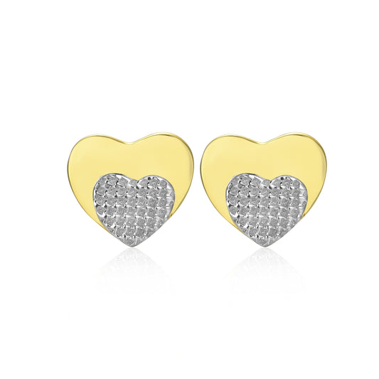 Gold Plated Surgical Steel Small Heart on Heart Stud Earrings