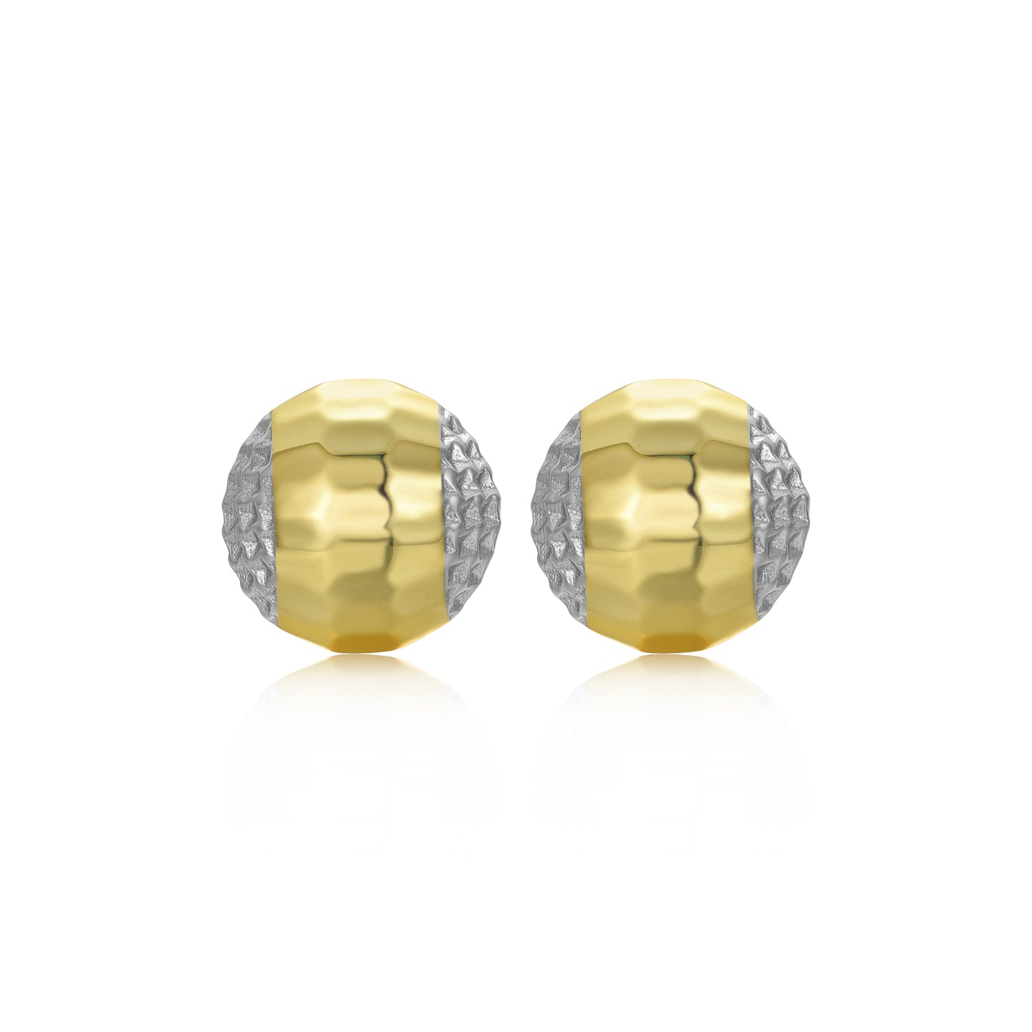 Sterling Silver Gold Plated Diamond Cut Circle Stud Earring