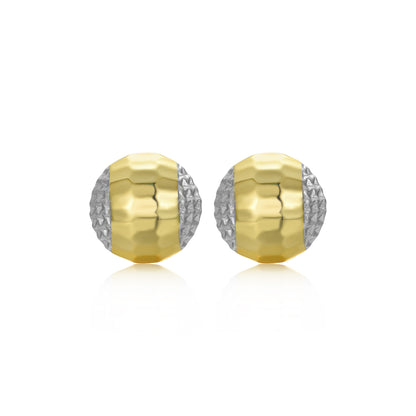 Sterling Silver Gold Plated Diamond Cut Circle Stud Earring