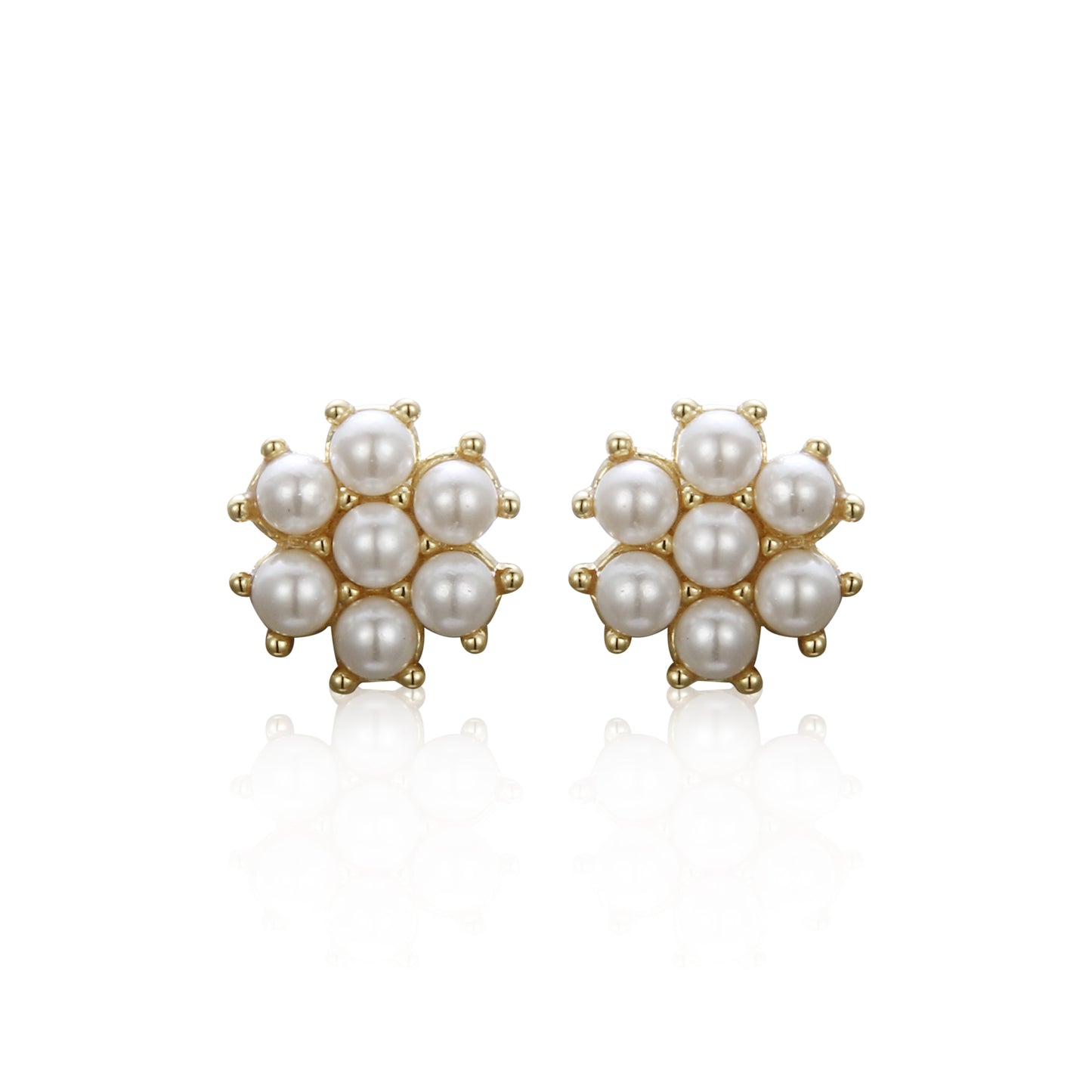 Surgical Steel Gold Plated Pearl Cluster Stud Earring