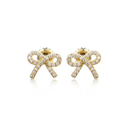 Surgical Steel Micropave Bow Stud Earrings