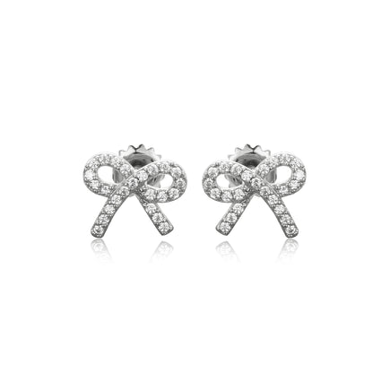 Surgical Steel Micropave Bow Stud Earrings