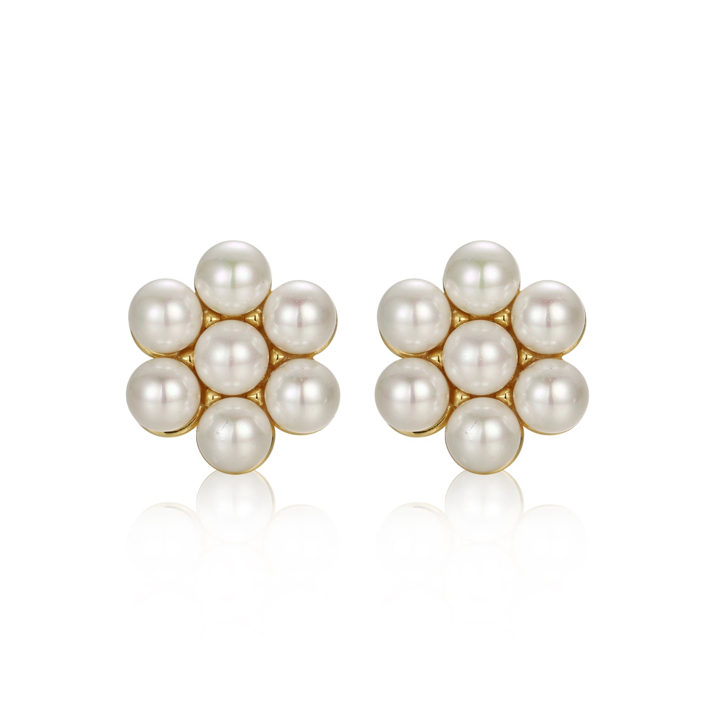 Sterling Silver Gold Plated Pearl Cluster Stud Earring