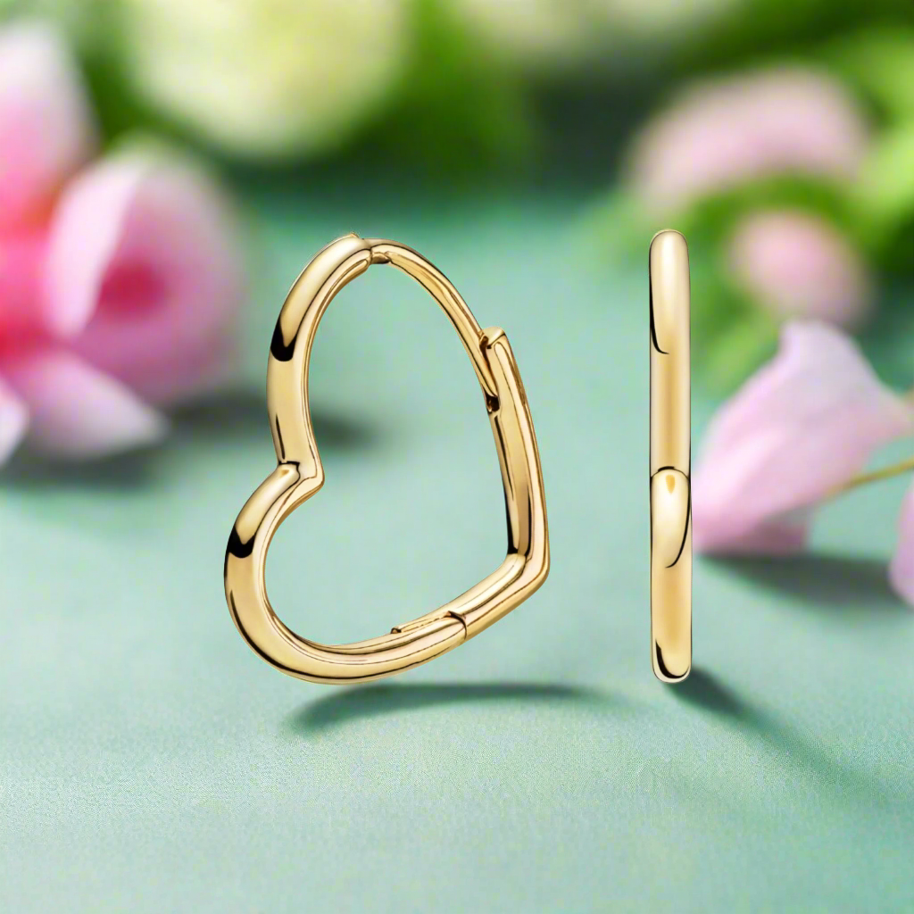 Sterling Silver Sideways Heart Hoop Earrings