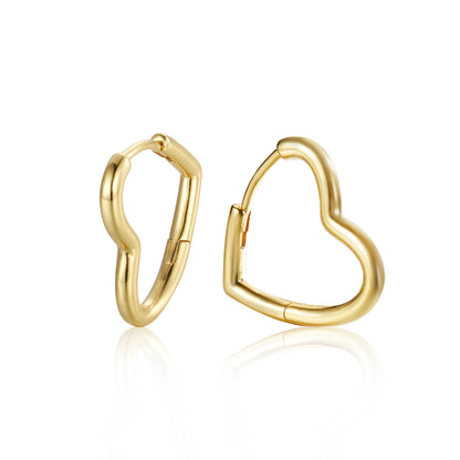 Sterling Silver Sideways Heart Hoop Earrings