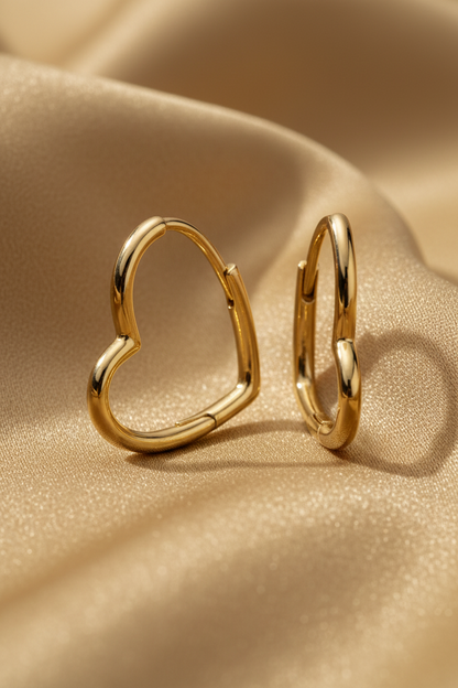 Sterling Silver Sideways Heart Hoop Earrings