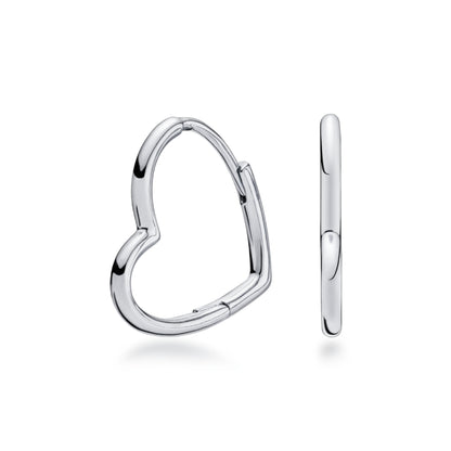 Sterling Silver Sideways Heart Hoop Earrings