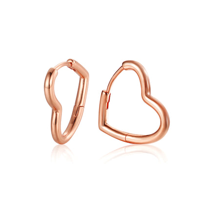 Sterling Silver Sideways Heart Hoop Earrings