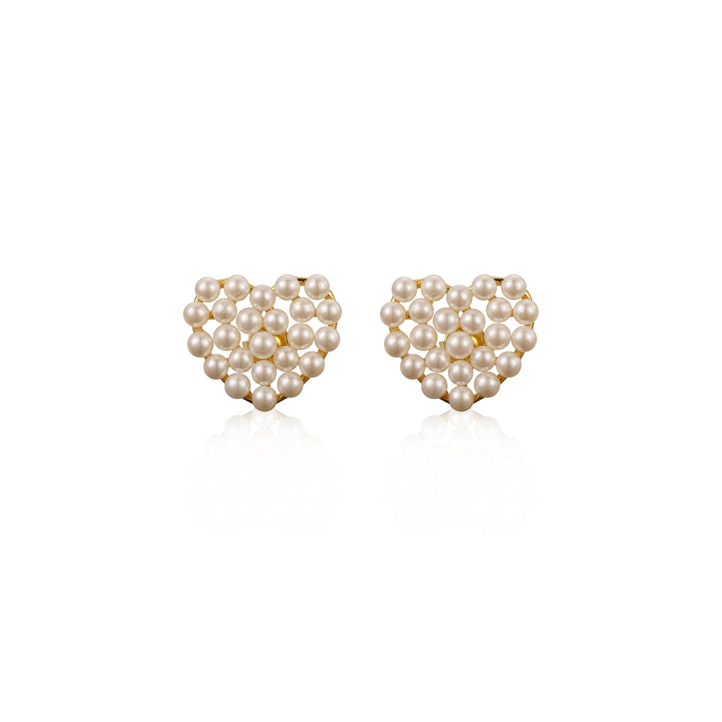 Gold Plated Surgical Steel Pearl Heart Stud Earring