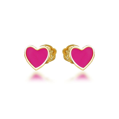 Gold Plated Surgical Steel Enamel Heart Stud Earrings