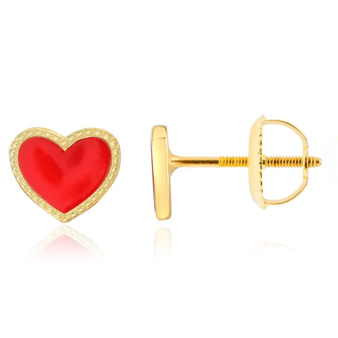 Gold Plated Surgical Steel Enamel Heart Stud Earrings
