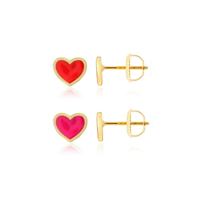 Gold Plated Surgical Steel Enamel Heart Stud Earrings