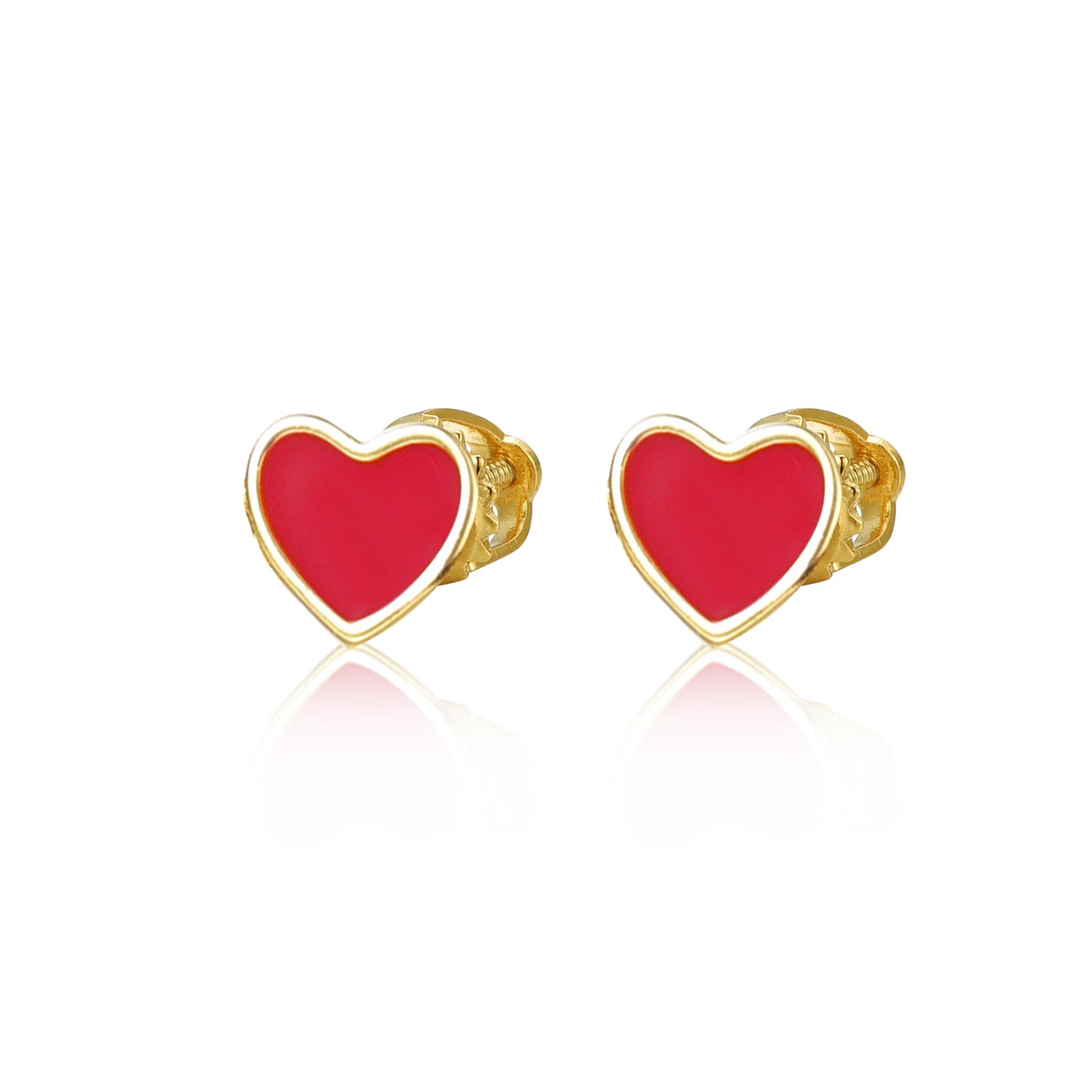 Gold Plated Surgical Steel Enamel Heart Stud Earrings