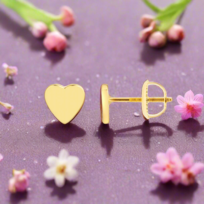 Gold Plated Surgical Steel Post Heart Stud Earrings