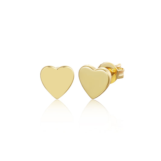 Gold Plated Surgical Steel Post Heart Stud Earrings