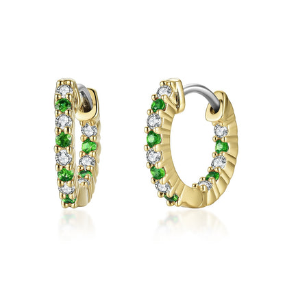 Surgical Steel Alternating Light Colorful and Clear CZ Hoop Earrings