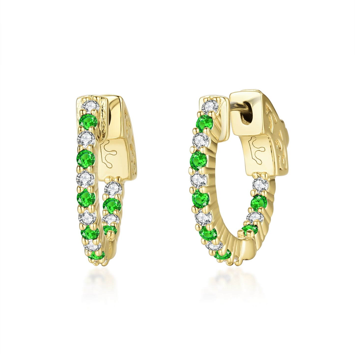 Surgical Steel Alternating Light Colorful and Clear CZ Hoop Earrings