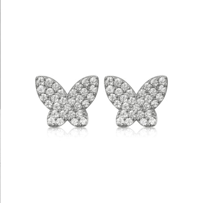 Surgical Steel Micropave Butterfly Studs