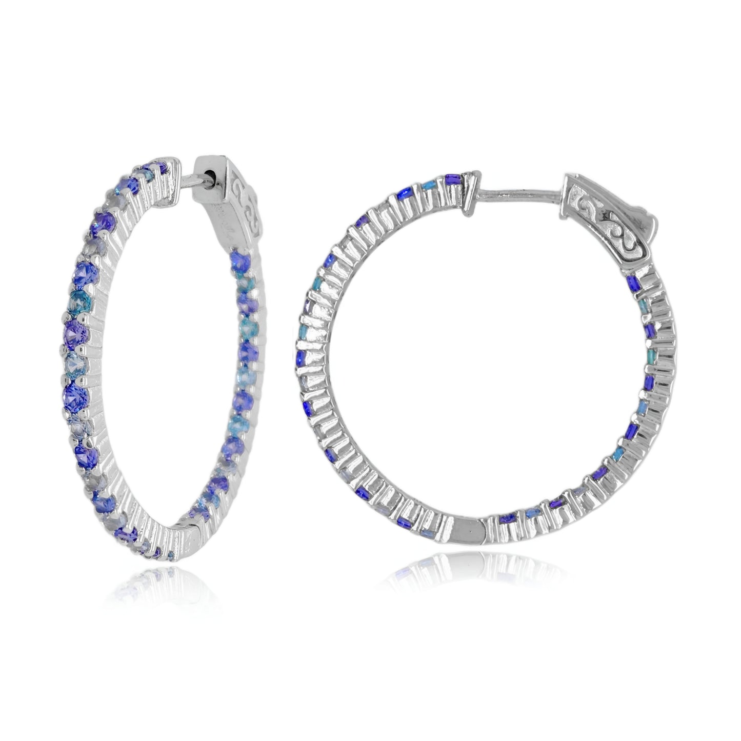 Sterling Silver Round Colored Hoops