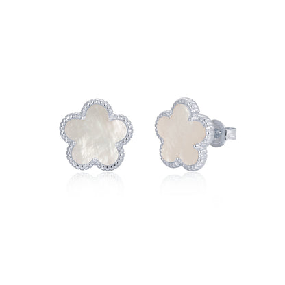 Gold Plated or Rhodium Plated Surgical Steel Flower 5 Petal Stud Earrings