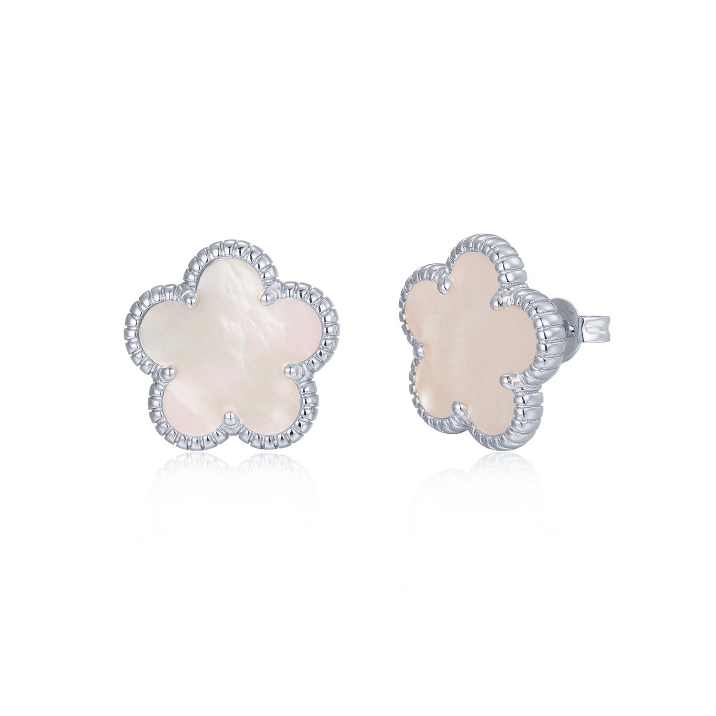 Gold Plated or Rhodium Plated Surgical Steel Flower 5 Petal Stud Earrings