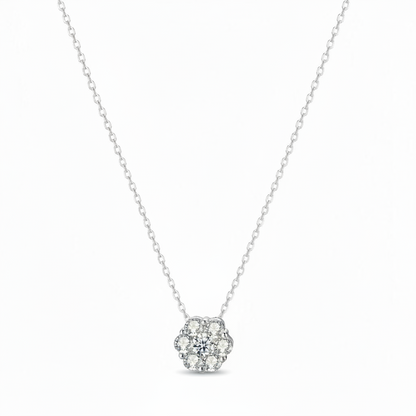 Sterling Silver Seven Stone Cluster CZ Necklace