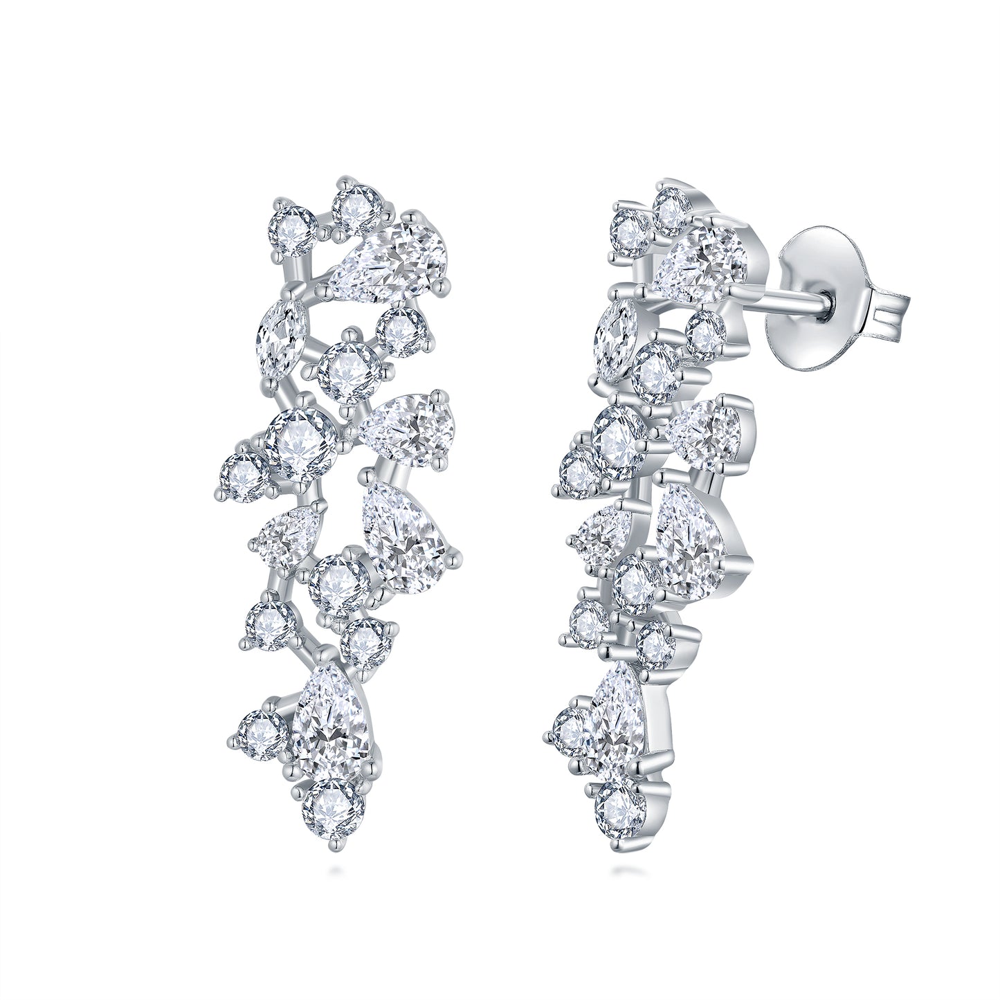 Sterling Silver Shorter Cascading CZ Earring