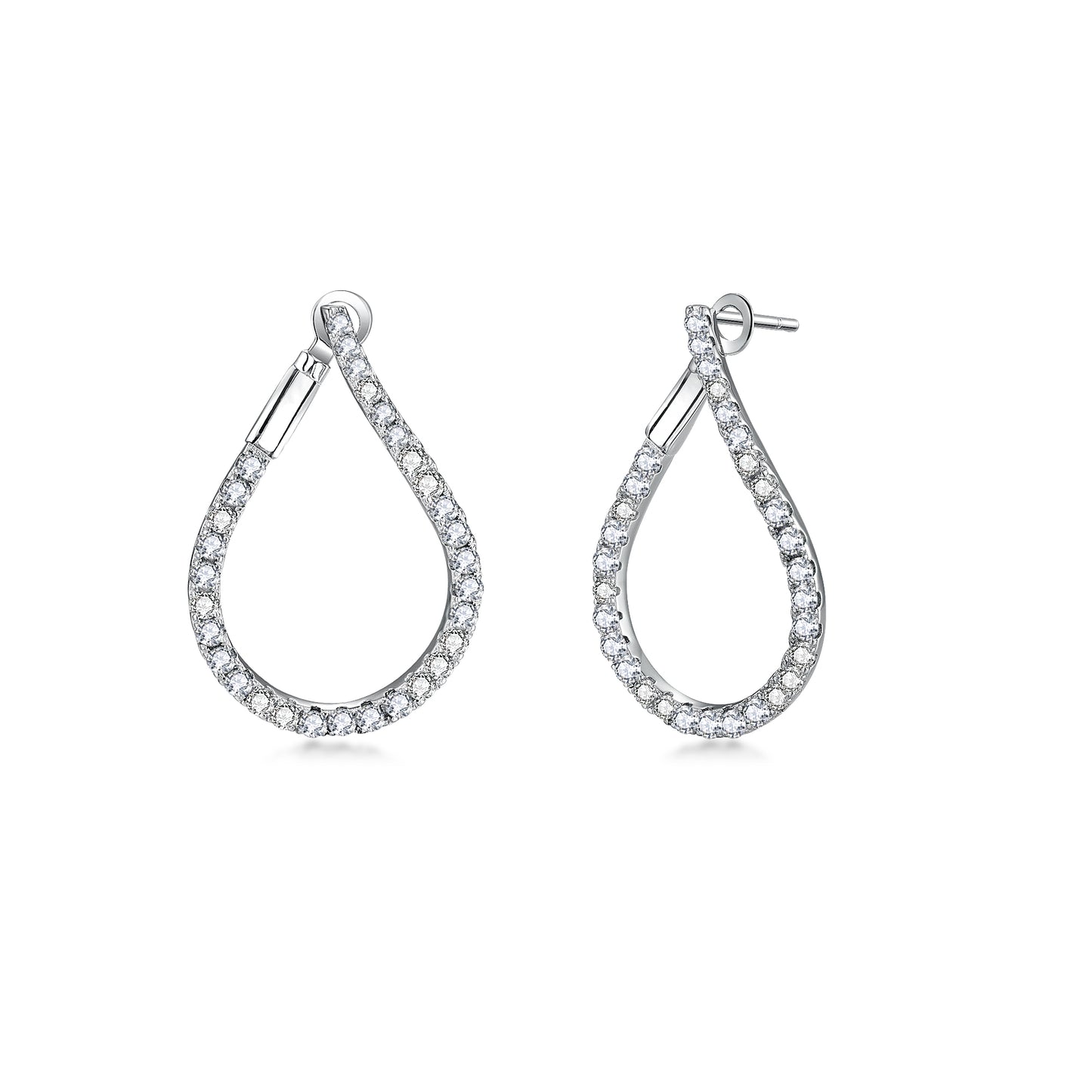 Sterling Silver CZ J Hoop Earrings