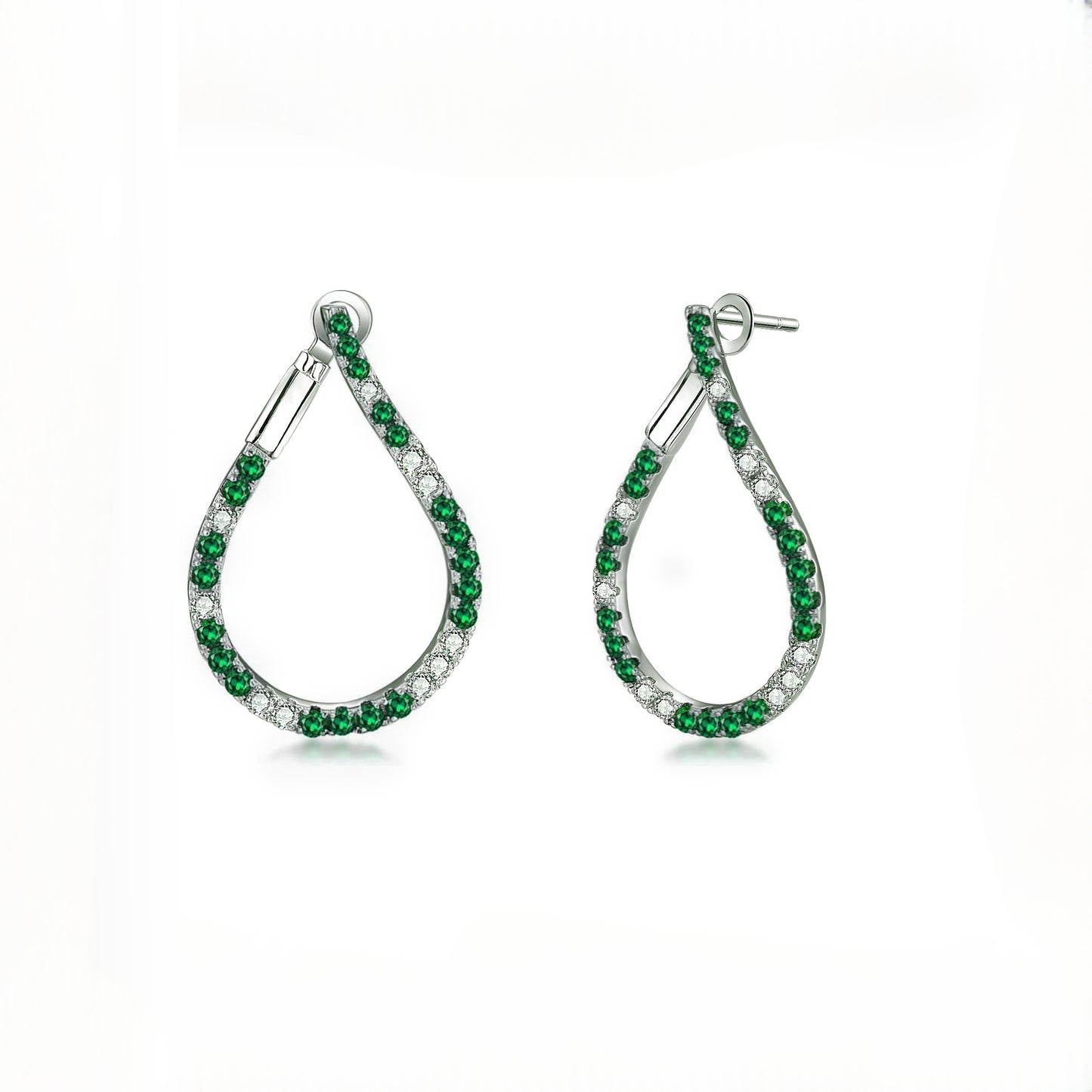 Sterling Silver CZ J Hoop Earrings