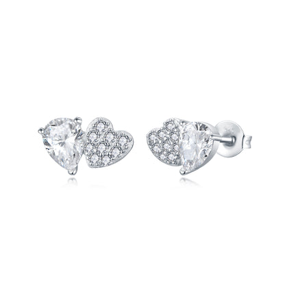 Sterling Double Motif CZ Stud Earrings