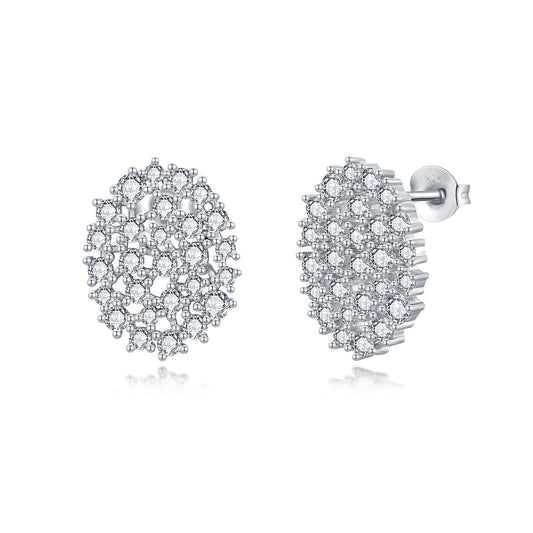 Sterling Silver Sprinkled Oval Stud Earring