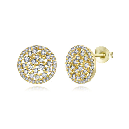 Sterling Silver Sprinkled Round Stud Earring