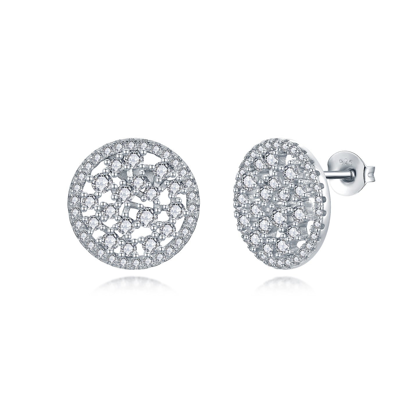 Sterling Silver Sprinkled Round Stud Earring