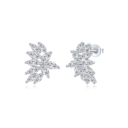 Sterling Silver CZ Angled Stud Earring