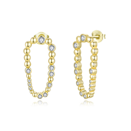 Sterling Silver 1.25" Bezel Set CZ Earrings