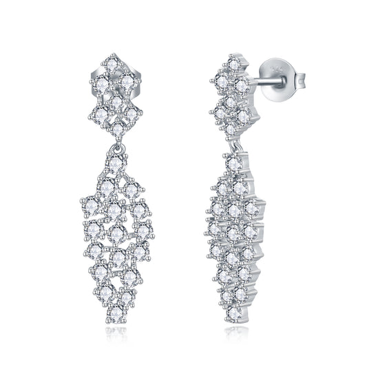 Sterling Silver Cascading Fancy Shape Dangling CZ Earring