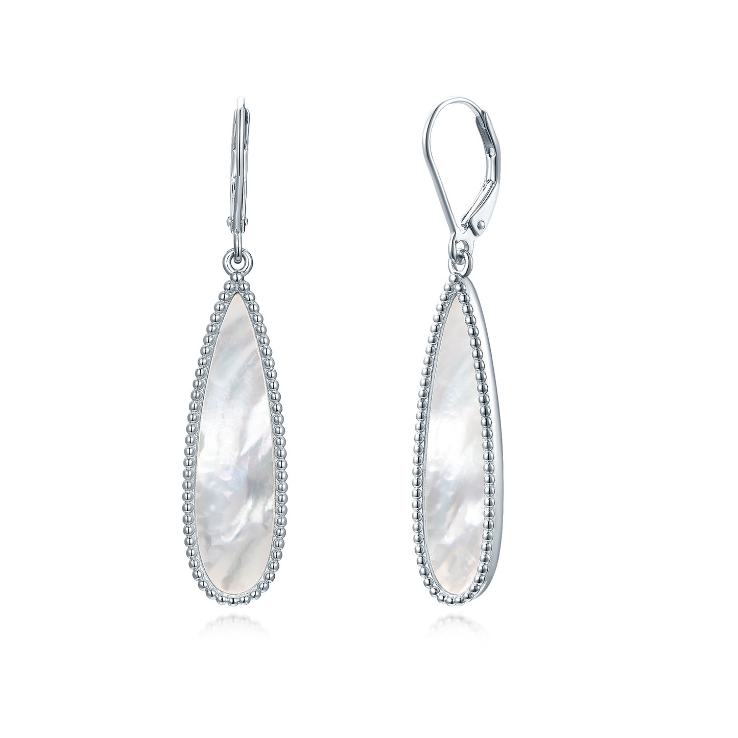 Gold Plated Sterling Silver Mother of Pearl Teardrop on Leverback Earring
