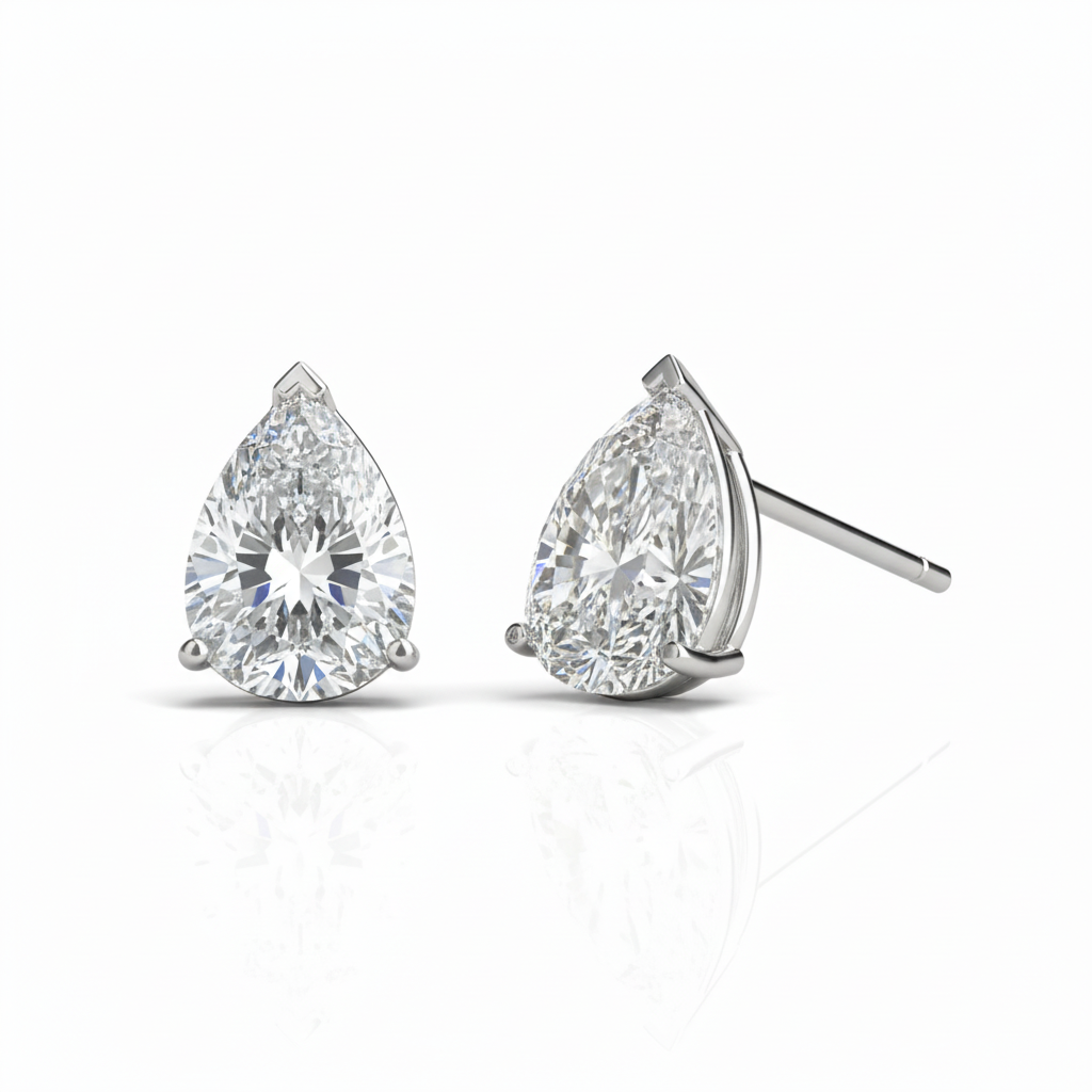 14k Lab Grown Diamond Pear Shaped Solitaire Stud Earrings