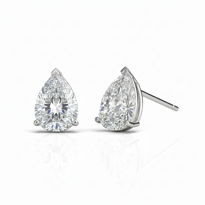 14k Lab Grown Diamond Pear Shaped Solitaire Stud Earrings