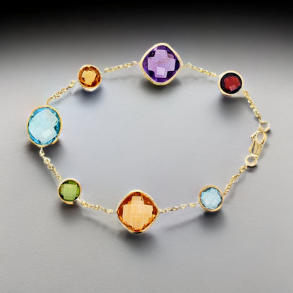 14K Multicolor Gemstone Bracelet