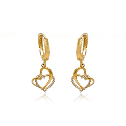 14k Gold Interlocking Hearts on Hoop Earring