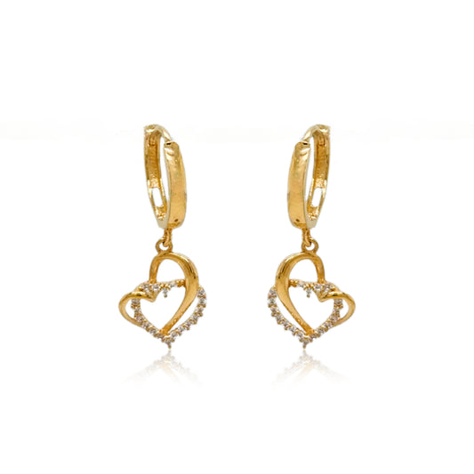 14k Gold Interlocking Hearts on Hoop Earring